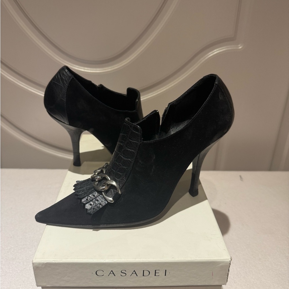 Casadei Black  Chain Detail Women's Shoes